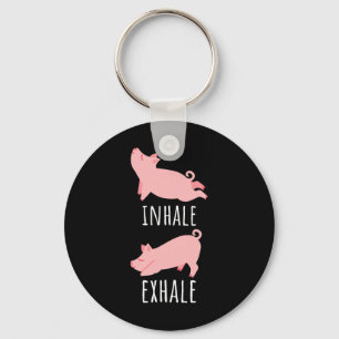 Inhale Exhale Pig Yoga Meditation Workout Exercise Key Ring