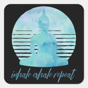Inhale Exhale Repeat Blue Square Sticker