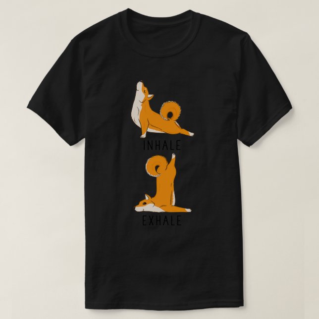 Inhale Exhale Shiba Inu Yoga T-Shirt (Design Front)