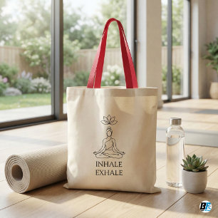 Inhale Exhale Yoga Meditation Lotus Pose Minimalis Tote Bag