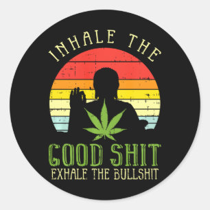 Inhale Good Exhale Bull Weed Yoga Gift Premium Tri Classic Round Sticker