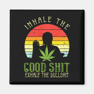 Inhale Good Exhale Bull Weed Yoga Gift Premium Tri Magnet