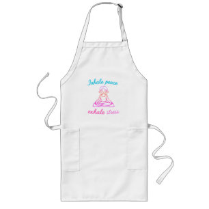 Inhale Peace Exhale Stress Mindful Yoga Graphic Long Apron