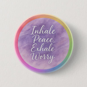 Inhale Peace Exhale Worry Lavender Watercolor 6 Cm Round Badge