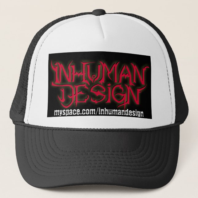 inhumandesignlogo2, myspace.com/inhumandesign trucker hat (Front)