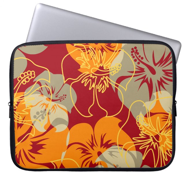 Iniki Point Hawaiian Hibiscus Neoprene Wetsuit Laptop Sleeve (Front)