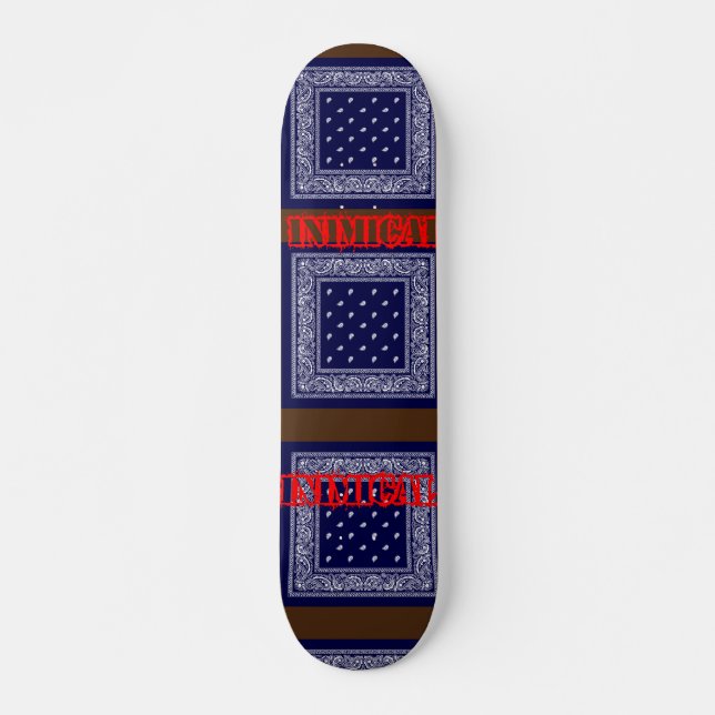 Inimical Blue Paisley  Skateboard (Front)