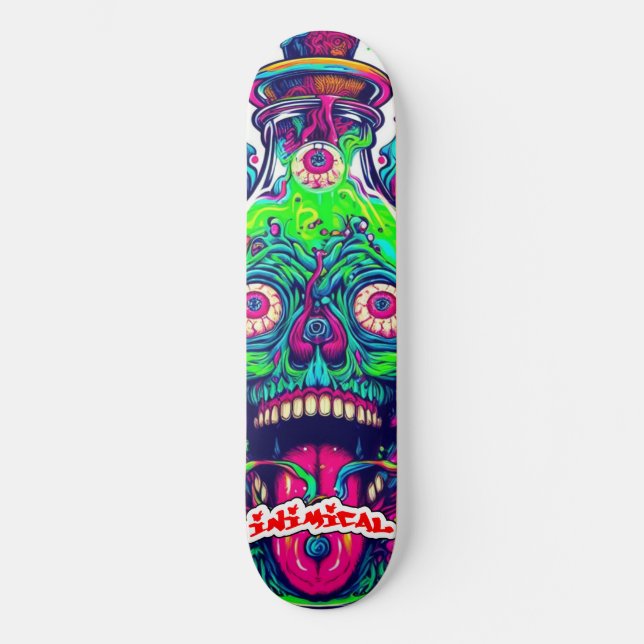 Inimical Green Stress  Skateboard (Front)
