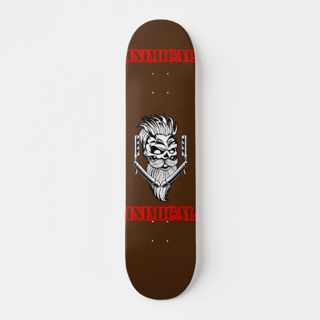 Inimical Skull Barber Skateboard Deck  (Front)