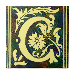 Initail Letter C Vintage Corlorul ornament Ceramic Tile