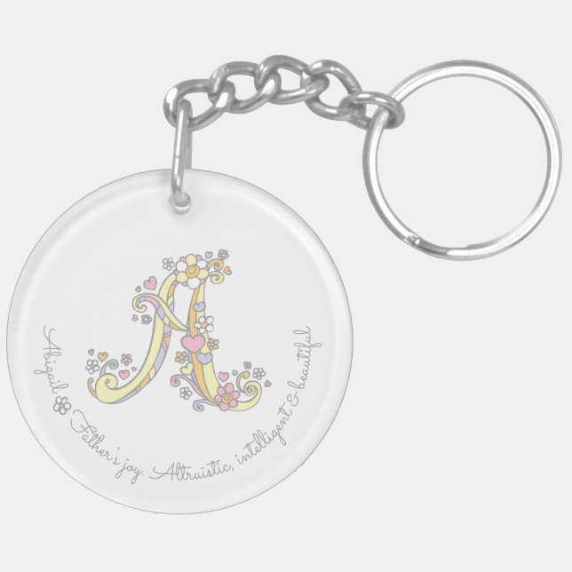 Initial A Abigail custom name meaning keychain (Back Left)