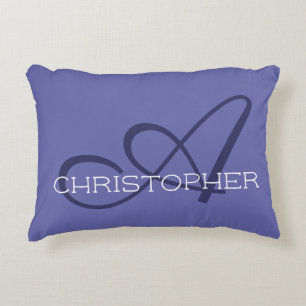 Initial A Custom Name Blue Periwinkle Decorative Cushion