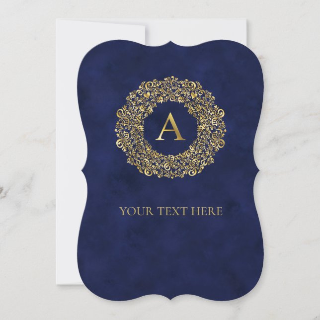 Initial A golden Damask Classic Pattern  (Front)