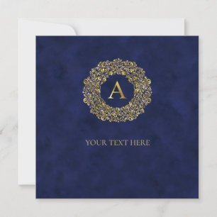 Initial A golden Damask Classic Pattern  Invitation