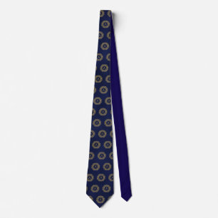 Initial A golden Damask Classic Pattern  Tie