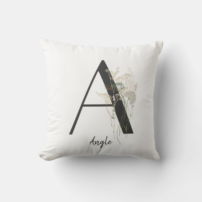 Initial A With Soft colour flower  Cushion (Front)