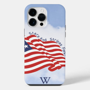 Initial: American Flag Stars & Stripes Forever iPhone 14 Pro Max Case