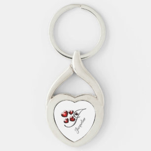 Initial and Hearts Key Ring