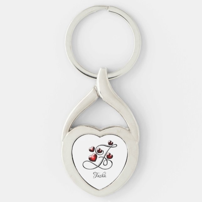 Initial and Hearts Key Ring (Front)