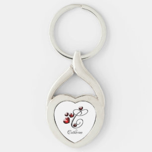 Initial and Hearts Key Ring