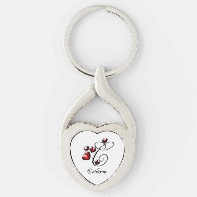 Initial and Hearts Key Ring (Front)