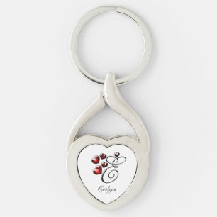 Initial and Hearts Key Ring