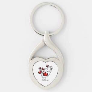 Initial and Hearts Key Ring