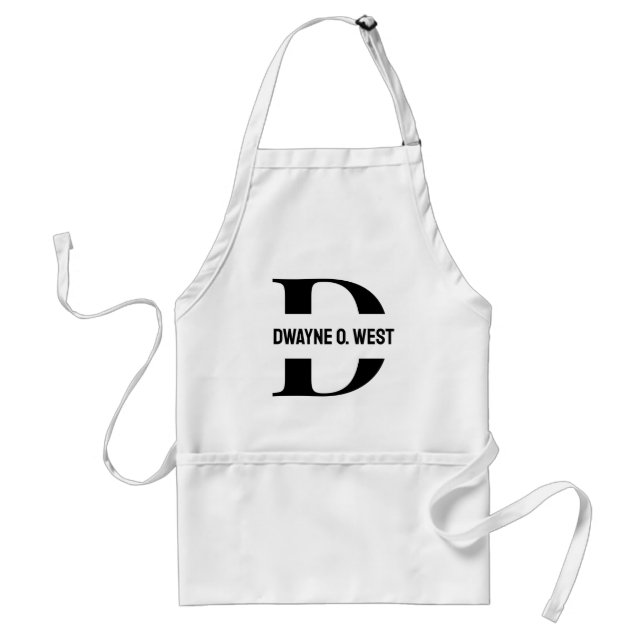 Initial and Name Personalised Monogrammed Apron (Front)