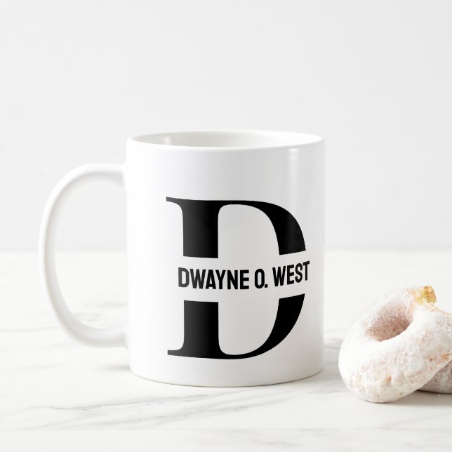 Initial and Name Personalised Monogrammed Coffee Mug (With Donut)