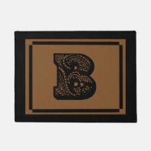 Initial B Doormat with Black Border