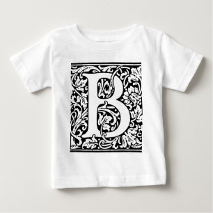 Initial B Monogram. Customised Name Floral Pattern Baby T-Shirt