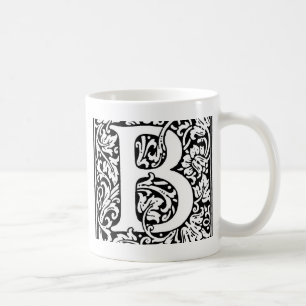 Initial B Monogram. Customised Name Floral Pattern Coffee Mug