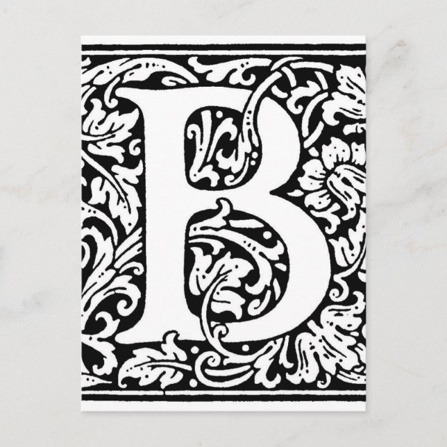 Initial B Monogram. Customised Name Floral Pattern Postcard (Front)