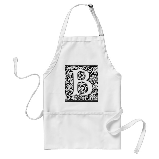 Initial B Monogram. Customised Name Floral Pattern Standard Apron (Front)