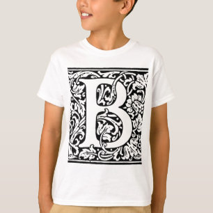 Initial B Monogram. Customised Name Floral Pattern T-Shirt