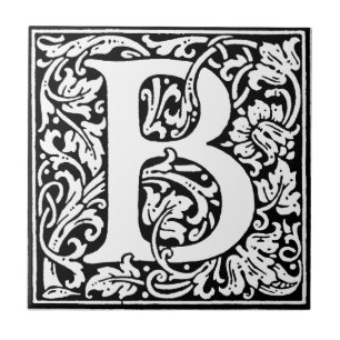 Initial B Monogram. Customised Name Floral Pattern Tile