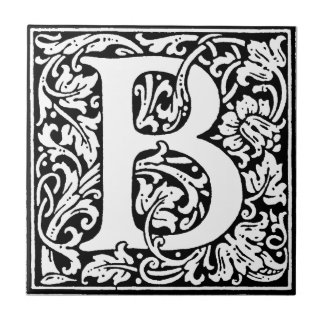 Initial B Monogram. Customised Name Floral Pattern Tile