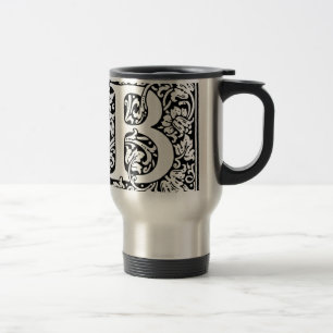 Initial B Monogram. Customised Name Floral Pattern Travel Mug