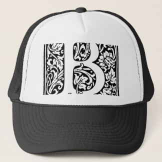 Initial B Monogram. Customised Name Floral Pattern Trucker Hat