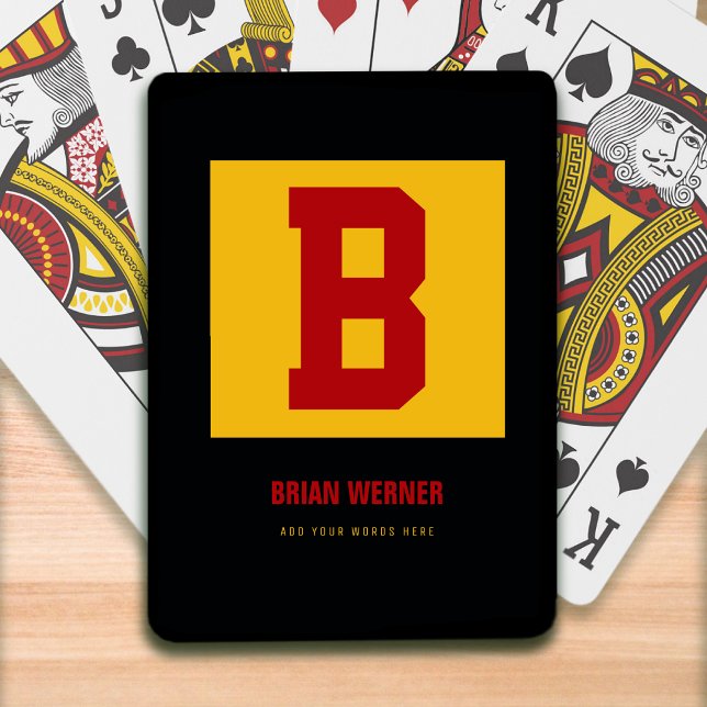 initial B, name + text, personal colour yellow Playing Cards (Creator Uploaded)