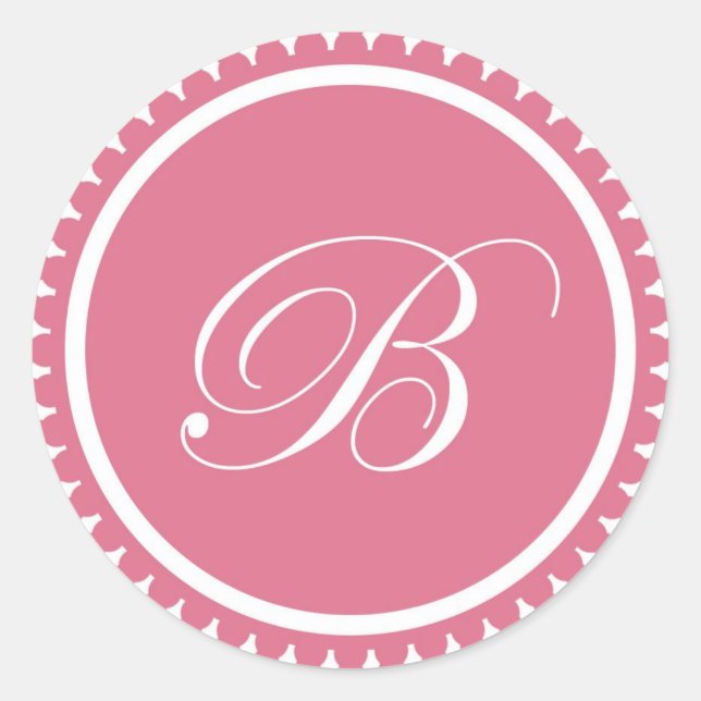 Initial B princess pink monogram seal party favour (Front)