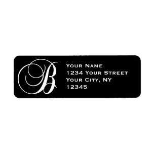 Initial B Return Address Labels Black White