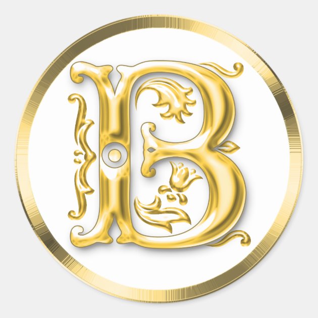 Initial B Round Sticker In Gold | Zazzle.com.au