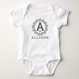 Initial Baby Name with Wreath Bodysuit