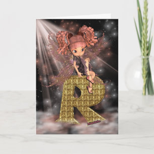 Initial Birthday Card R, Cute little fairy