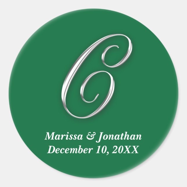 Initial C green monogram custom name favour seal (Front)