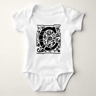 Initial C Monogram. Floral Name Customised Pattern Baby Bodysuit