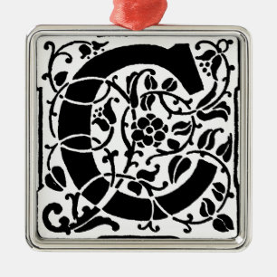 Initial C Monogram. Floral Name Customised Pattern Metal Ornament