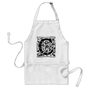 Initial C Monogram. Floral Name Customized Pattern Standard Apron