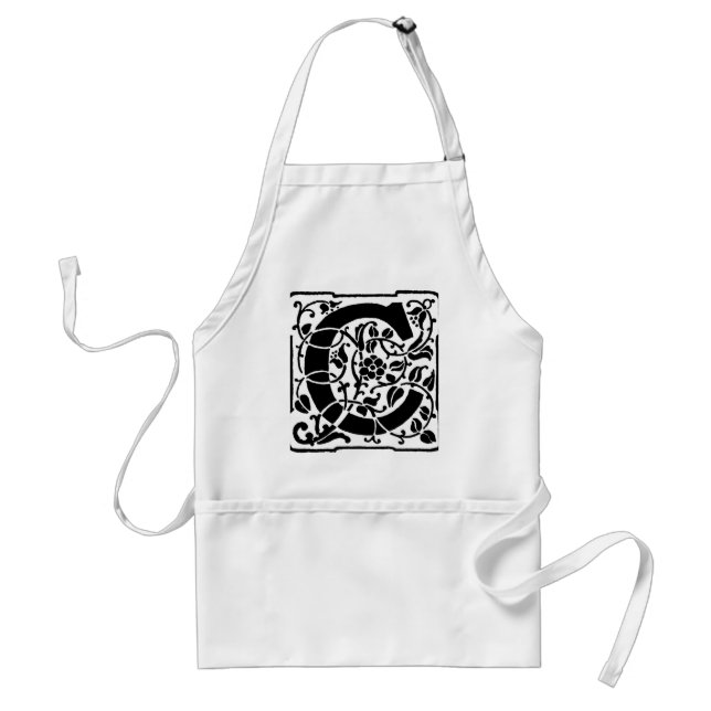 Initial C Monogram. Floral Name Customized Pattern Standard Apron (Front)